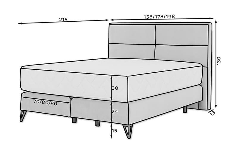 Sängpaket Ramsäng Kazuya 180x200 cm - Blå - Ramsäng - Dubbelsäng - Komplett sängpaket