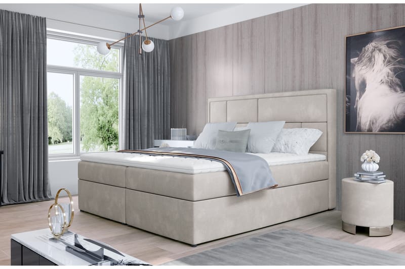 Sängpaket Varrains 140x200 cm - Beige - Möbler - Säng - Komplett sängpaket