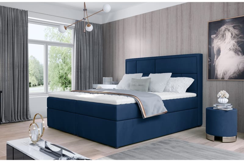 Sängpaket Varrains 140x200 cm - Blå - Komplett sängpaket