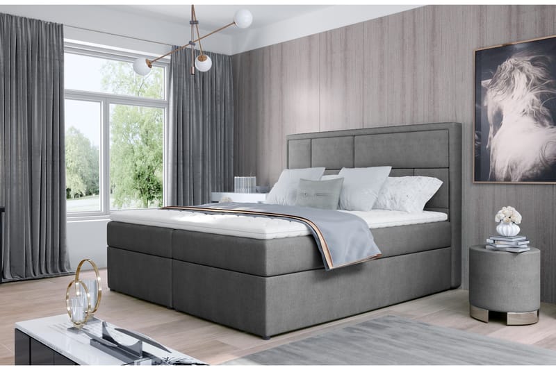 Sängpaket Varrains 140x200 cm - Grå - Möbler - Säng - Komplett sängpaket