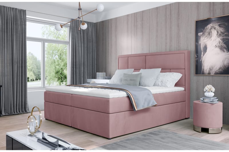Sängpaket Varrains 140x200 cm - Ljusrosa - Möbler - Säng - Komplett sängpaket
