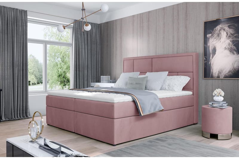 Sängpaket Varrains 160x200 cm - Ljusrosa - Komplett sängpaket