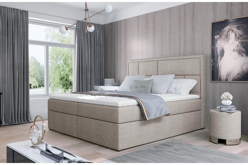 Sängpaket Varrains 180x200 cm - Beige - Möbler - Säng - Komplett sängpaket