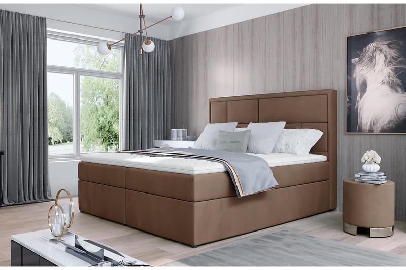 Sängpaket Varrains 180x200 cm - Ljusbrun - Möbler - Säng - Komplett sängpaket