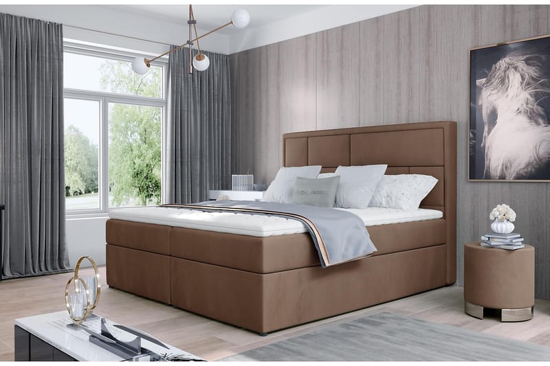 Sängpaket Varrains 180x200 cm - Ljusbrun - Komplett sängpaket