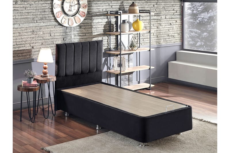 Sängram Misopa med Sänggavel Singel 90x190 cm - Svart - Möbler - Säng - Komplett sängpaket
