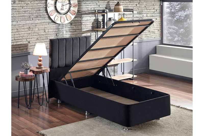 Sängram Misopa med Sänggavel Singel 90x190 cm - Svart - Möbler - Säng - Komplett sängpaket