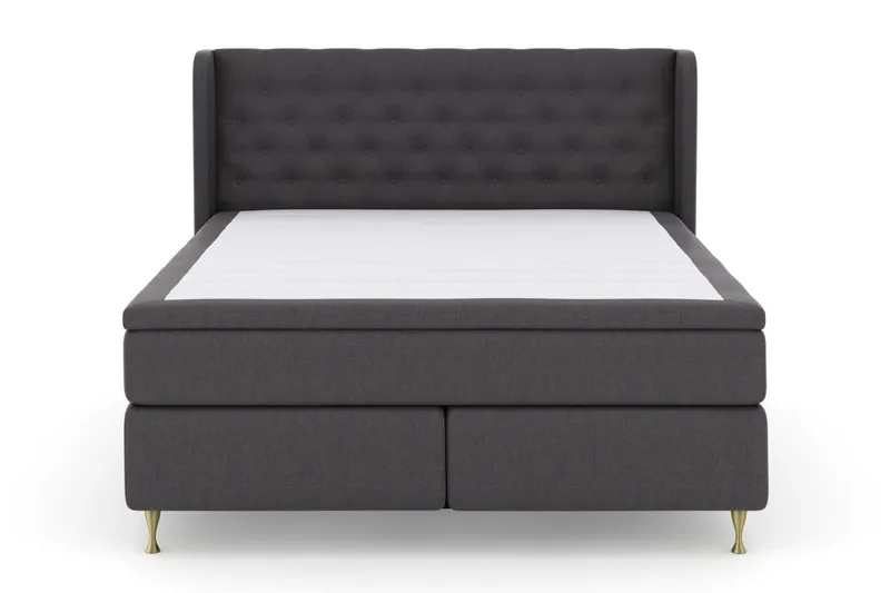 Select No 6 Komplett Sängpaket 160x200 Fast Memory/Pocket, Mörkgrå/Guld
