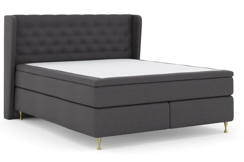 Select No 6 Komplett Sängpaket 160x200 Fast Memory/Pocket - Mörkgrå/Guld - Möbler - Säng - Kontinentalsäng
