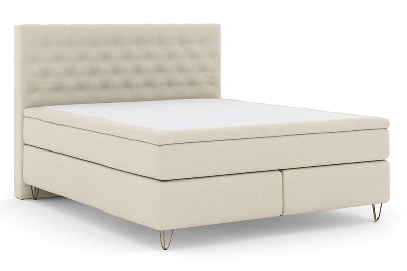 Select No 6 Komplett Sängpaket 180x200 Fast Memory/Pocket - Beige/Metall V-form - Möbler - Säng - Kontinentalsäng