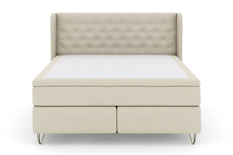 Select No 6 Komplett Sängpaket 210x210 Medium Watergel, Beige/Metall V-form