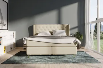 Select No 6 Komplett Sängpaket 210x210 Medium Watergel - Beige/Metall V-form - Möbler - Säng - Kontinentalsäng