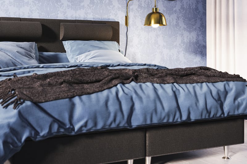 Komplett Sängpaket Sofia 160x200 - Svart med nackkudde - Kontinentalsäng - Dubbelsäng - Komplett sängpaket
