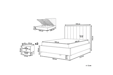 Sovrumsset dubbelsäng 180x200 cm grå SEZANNE - Grå - Möbler - Säng - Säng med förvaring