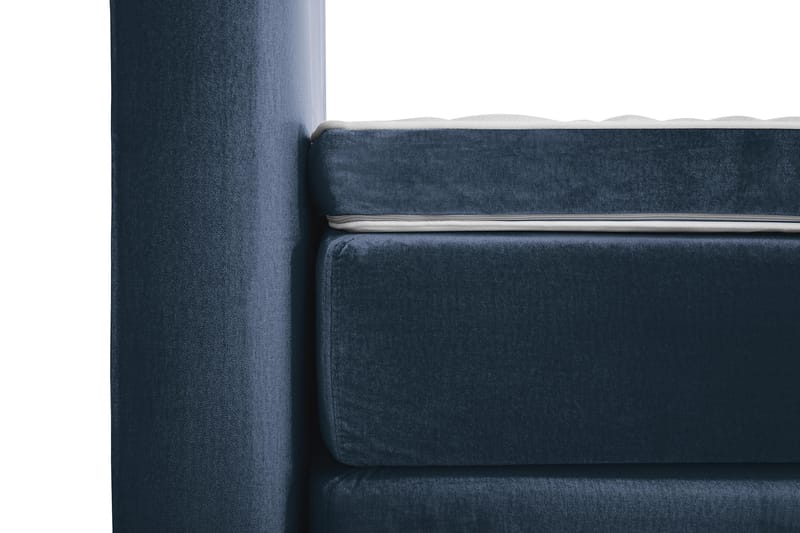 Komplett Sängpaket Torsö 180x200 - Mörkblå Sammet|Svarvade Ben - Kontinentalsäng - Dubbelsäng - Komplett sängpaket