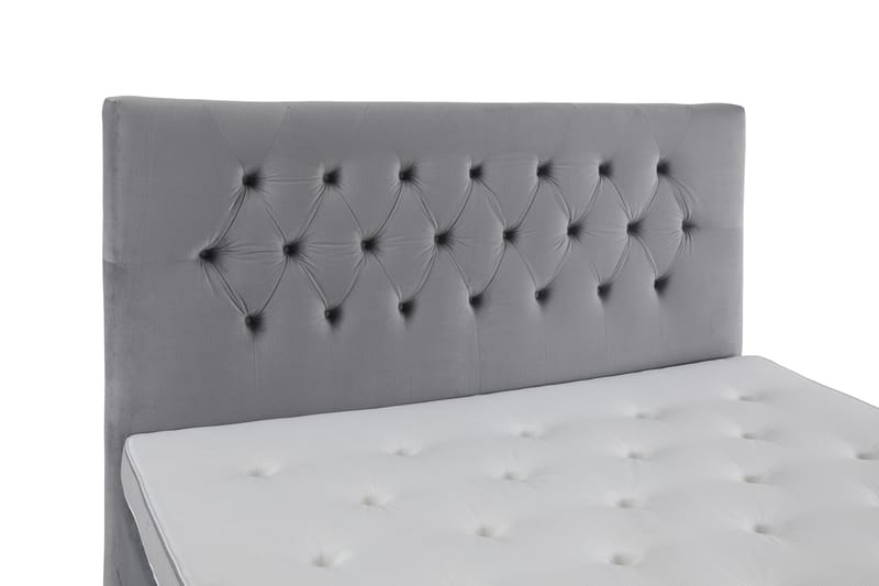 Komplett Sängpaket Torsö 210x210 - Ljusgrå Sammet|Låga Silverben - Kontinentalsäng - Dubbelsäng