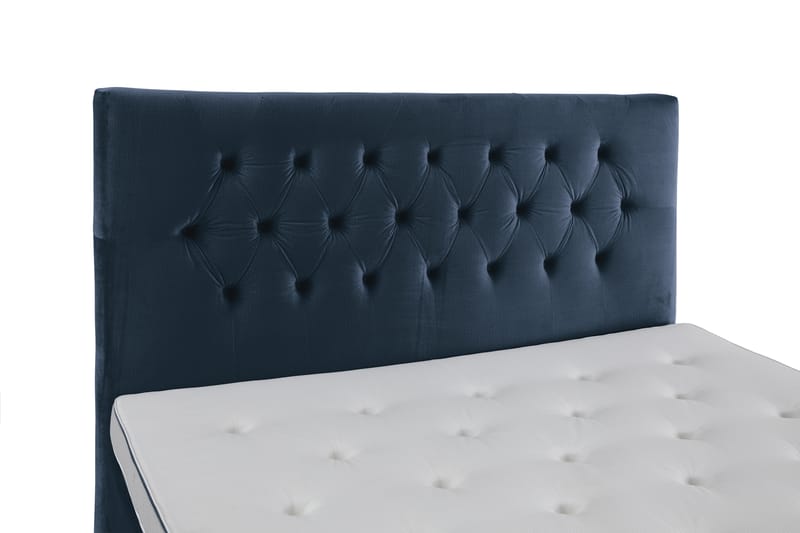 Komplett Sängpaket Torsö 210x210 - Mörkblå Sammet|Låga Rosében - Komplett sängpaket - Kontinentalsäng - Dubbelsäng