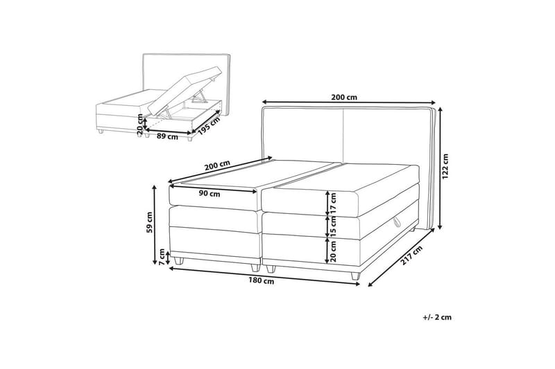 Kontinentalsäng Dynasty Beige-Ljust Trä, 180x200 cm - Beige-Ljust Trä, 180x200 cm - Möbler - Säng - Kontinentalsäng