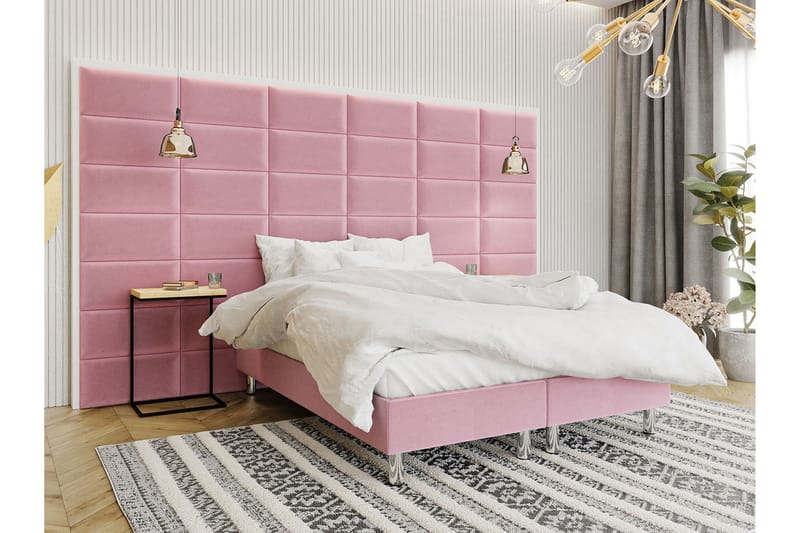 Kontinentalsäng Forenza 160x200 cm+Panel 60 cm - Rosa - Komplett sängpaket