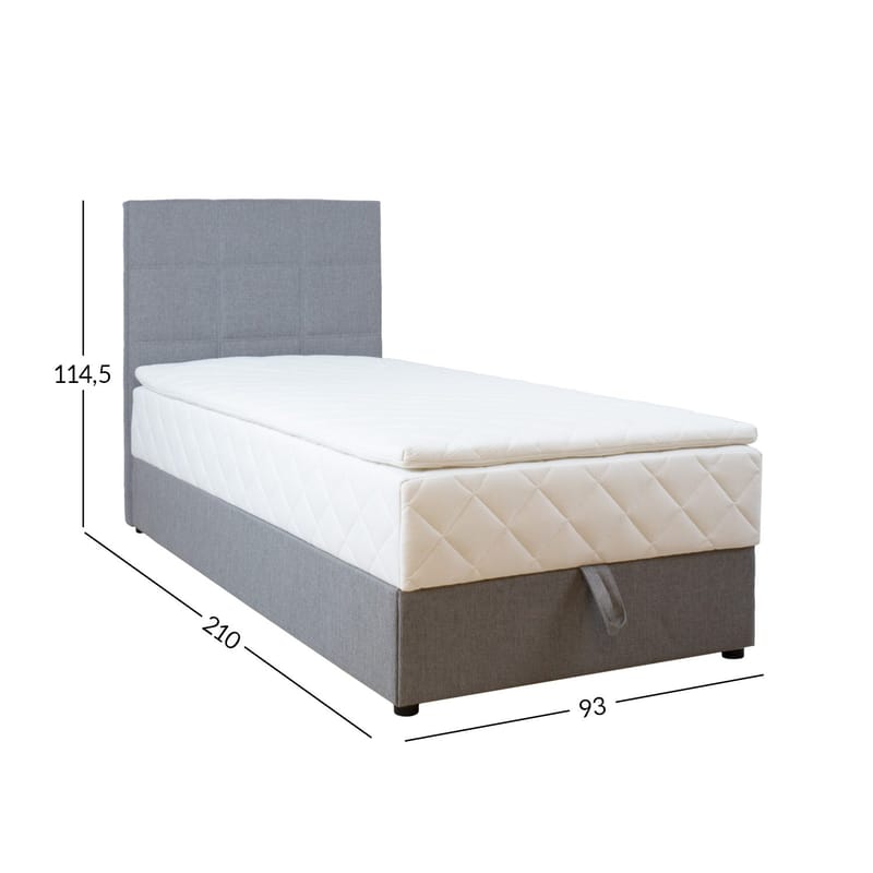 Kontinentalsäng Kalen med madrass 90x200 cm - Grå - Möbler - Säng - Kontinentalsäng