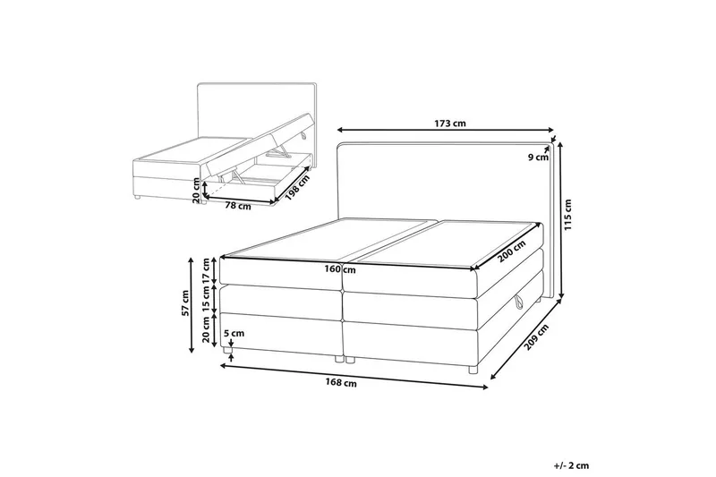 Kontinentalsäng Minister Grå-Silver, 160x200 cm - Grå-Silver, 160x200 cm - Möbler - Säng - Kontinentalsäng