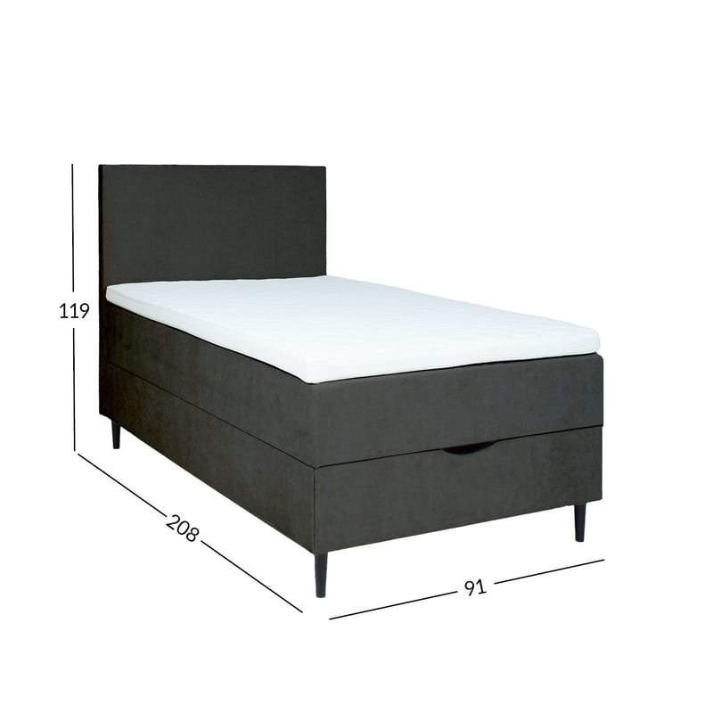 Kontinentalsäng Odviks 90x200 cm - Mörkgrå - Möbler - Säng - Kontinentalsäng
