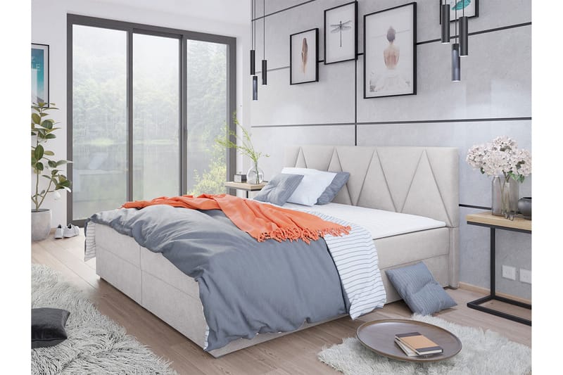 Alvito Kontinentalsäng 140x200 cm med Sänggavel - Ljusgrå - Möbler - Säng - Kontinentalsäng