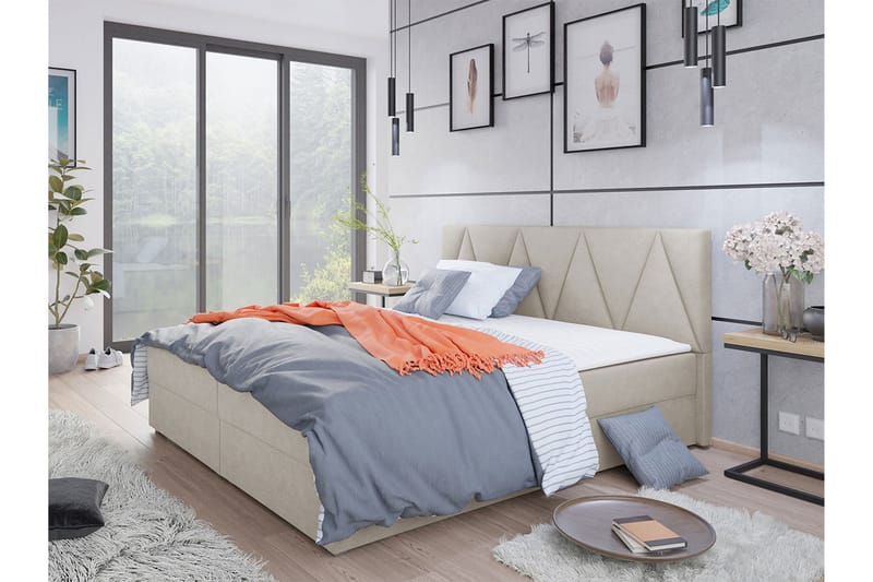 Alvito Kontinentalsäng 180x200 cm med Sänggavel - Beige - Möbler - Säng - Kontinentalsäng