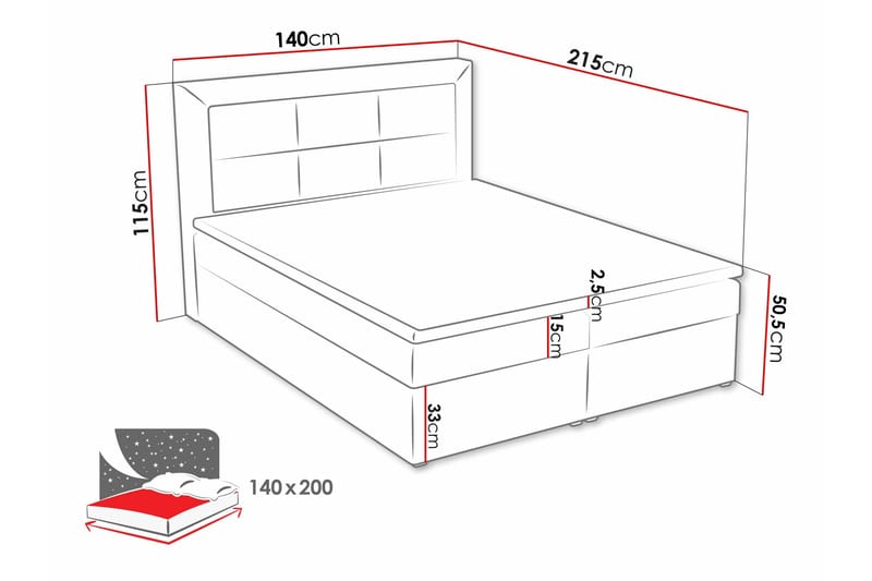 Axlunda Box Kontinentalsäng 140x215 cm - Beige - Möbler - Säng - Kontinentalsäng