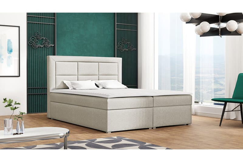 Axlunda Box Kontinentalsäng 140x215 cm LED-belysning - Beige - Möbler - Säng - Kontinentalsäng
