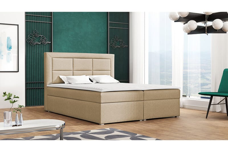 Axlunda Box Kontinentalsäng 180x215 cm LED-belysning - Beige - Möbler - Säng - Kontinentalsäng