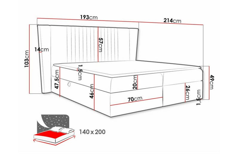 Boisdale Kontinentalsäng 140x200 cm - Möbler - Säng - Kontinentalsäng
