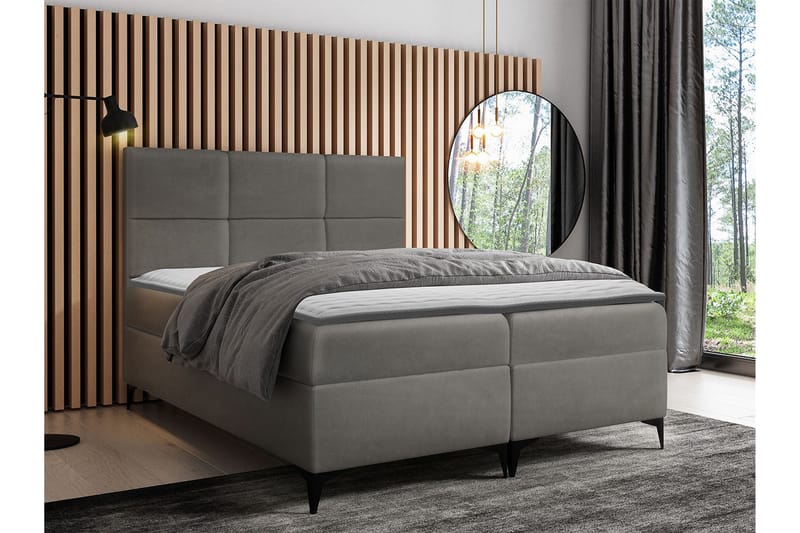 Boksta Kontinentalsäng 140x200 cm LED-belysning - Grå - Möbler - Säng - Kontinentalsäng