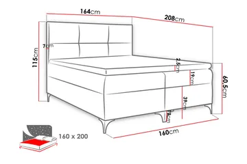 Boksta Kontinentalsäng 160x200 cm LED-belysning - Grå - Möbler - Säng - Kontinentalsäng