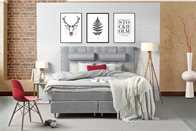 Charleston Kontinentalsäng 140x200 Fast Polyeterskum - Svart - Möbler - Säng - Kontinentalsäng