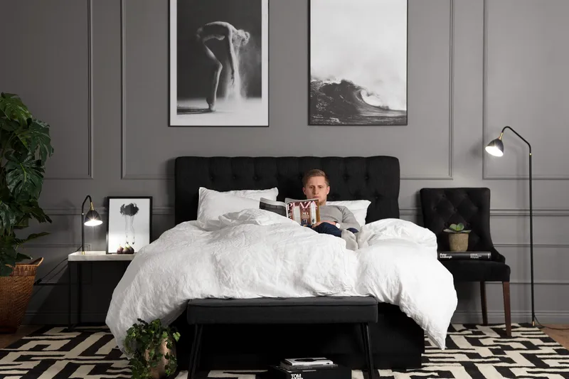 Charleston Kontinentalsäng 160x200 Fast Polyeterskum - Svart - Möbler - Säng - Kontinentalsäng