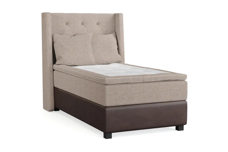 Cuba Sängpaket 105x200 med Två Beiga Kuddar - (+Fler val) Beige/Brun - Möbler - Säng - Kontinentalsäng