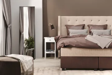 Cuba Sängpaket 105x200 med Två Bruna Kuddar - (+Fler val) Beige/Brun - Möbler - Säng - Kontinentalsäng