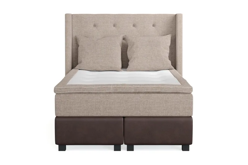 Cuba Sängpaket 140x200 med Två Beiga Kuddar, (+Fler val) Beige/Brun