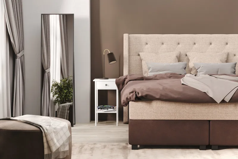 Cuba Sängpaket 140x200 med Två Beiga Kuddar - (+Fler val) Beige/Brun - Möbler - Säng - Kontinentalsäng