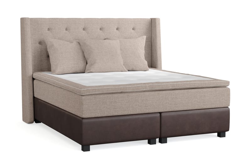 Cuba Sängpaket 160x200 med Tre Beiga Kuddar - (+Fler val) Beige/Brun - Möbler - Säng - Kontinentalsäng