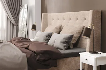 Cuba Sängpaket 160x200 med Två Beiga Kuddar - (+Fler val) Beige/Brun - Möbler - Säng - Kontinentalsäng