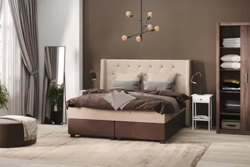 Cuba Sängpaket 160x200 med Två Beiga Kuddar - (+Fler val) Beige/Brun - Möbler - Säng - Kontinentalsäng