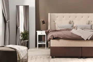 Cuba Sängpaket 160x200 med Två Beiga Kuddar - (+Fler val) Beige/Brun - Möbler - Säng - Kontinentalsäng