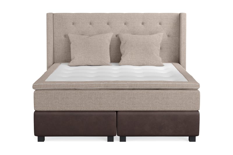 Cuba Sängpaket 160x200 med Två Beiga Kuddar - (+Fler val) Beige/Brun - Möbler - Säng - Kontinentalsäng