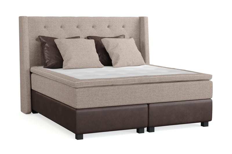 Cuba Sängpaket 160x200 med Två Bruna Två Beiga Kuddar - (+Fler val) Beige/Brun - Möbler - Säng - Kontinentalsäng