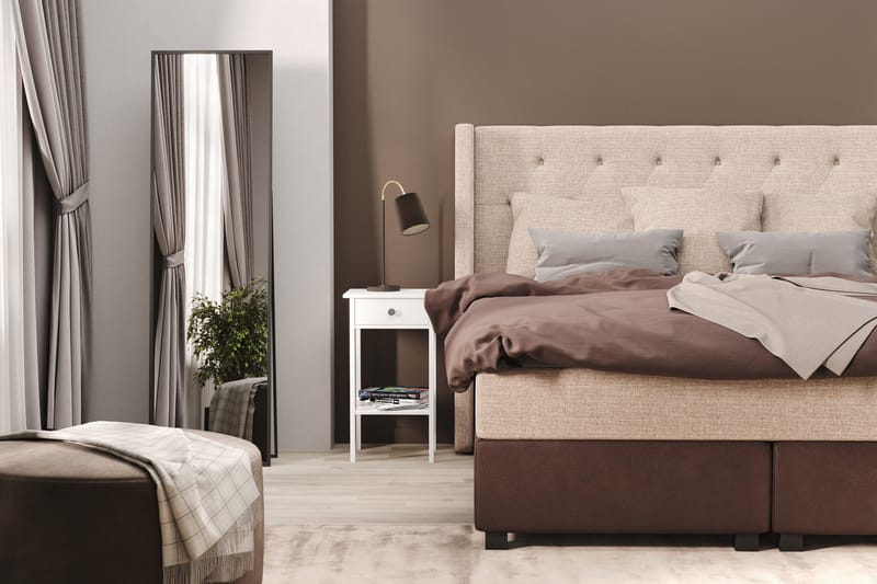 Cuba Sängpaket 210x210 med Tre Beiga Kuddar - (+Fler val) Beige/Brun - Möbler - Säng - Kontinentalsäng