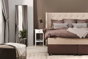 Cuba Sängpaket 210x210 med Tre Bruna Kuddar - (+Fler val) Beige/Brun - Möbler - Säng - Kontinentalsäng