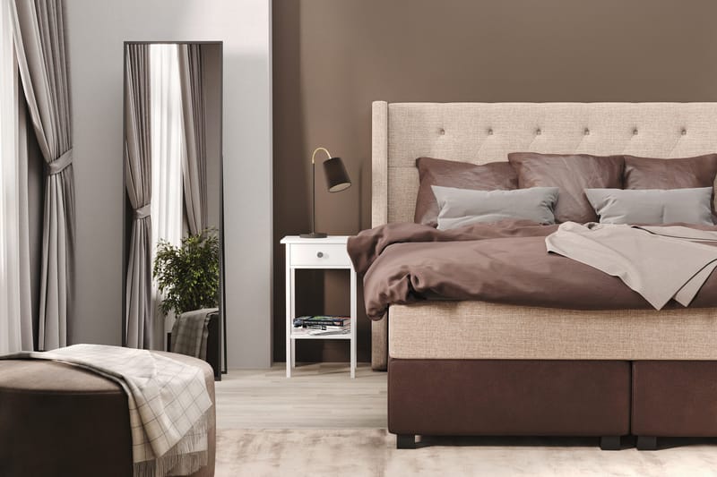 Cuba Sängpaket 210x210 med Tre Bruna Kuddar - (+Fler val) Beige/Brun - Möbler - Säng - Kontinentalsäng