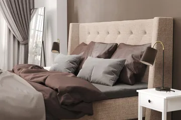 Cuba Sängpaket 210x210 med Tre Bruna Kuddar - (+Fler val) Beige/Brun - Möbler - Säng - Kontinentalsäng